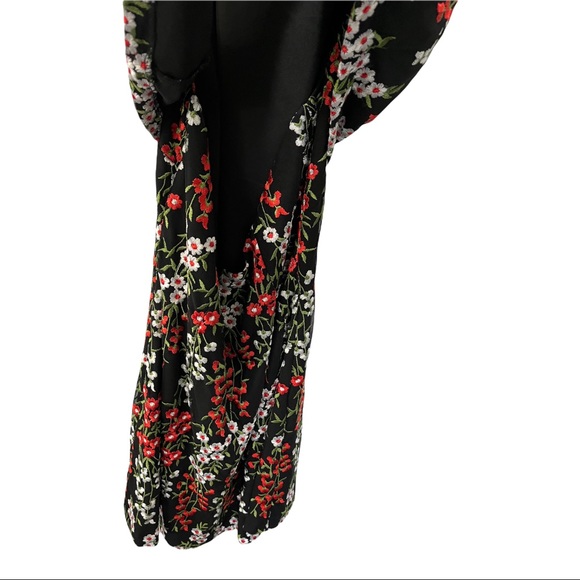 GIANNI BINI BLACK FLORAL DAISY RED GREEN EMBROIDERED SLEEVELESS DRESS - Picture 14 of 16
